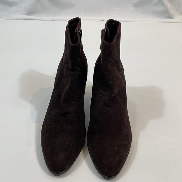 Aquatalia High Heel Boots Booties 8.5 Brown Suede Leather Made In Italy EUC - Picture 2 of 13